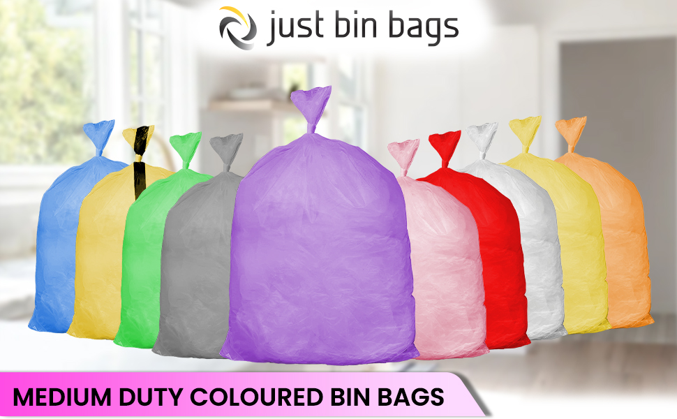 Rubbish Bags 80l Medium Duty Coloured Refuse Sacks Bin Liners 100 Gauge, 25 Micron, Weight