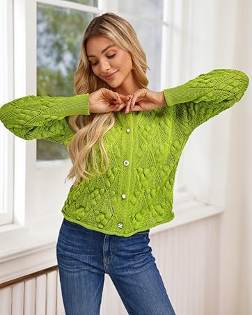 Casual Cute Green Cardigan