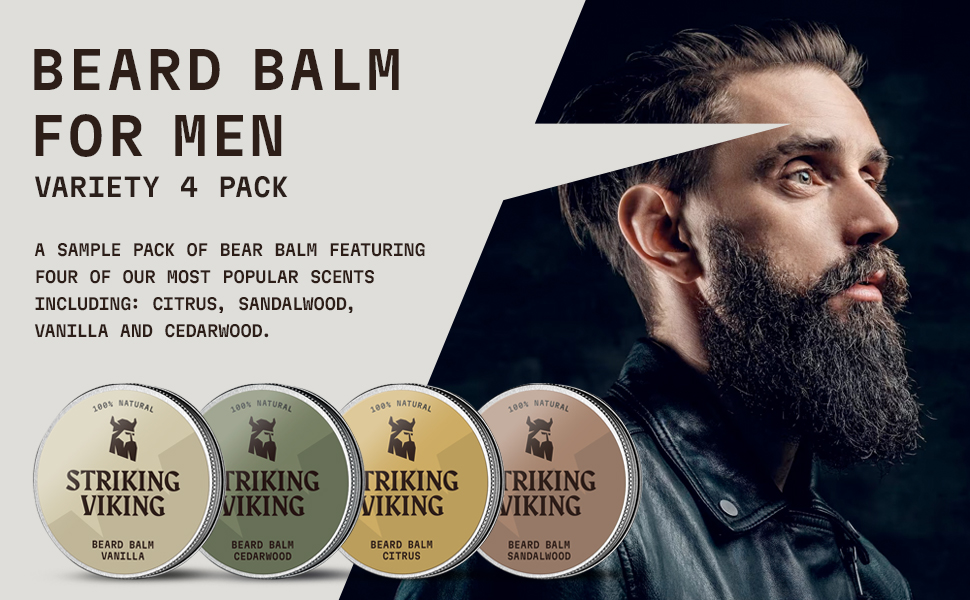 Striking Viking Beard Balm Conditioner for Men Variety 4 Pack with