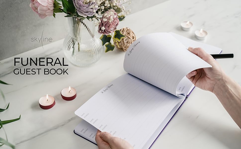 Skyline Funeral Guest Book for Memorial & Funeral Services In Loving