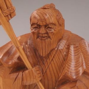 極上 和彫高砂 一対 1430g 高さ約20.5cm トコヒ 東岩7-0803① 高砂人形 一位一刀彫 六寸 法之作