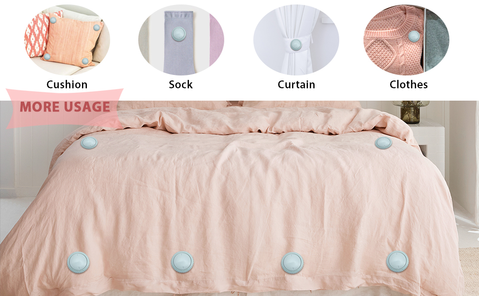 MYMULIKE Quilt Fixing Clips,16 Pcs Duvet Cover Clips, Blue Mushroom