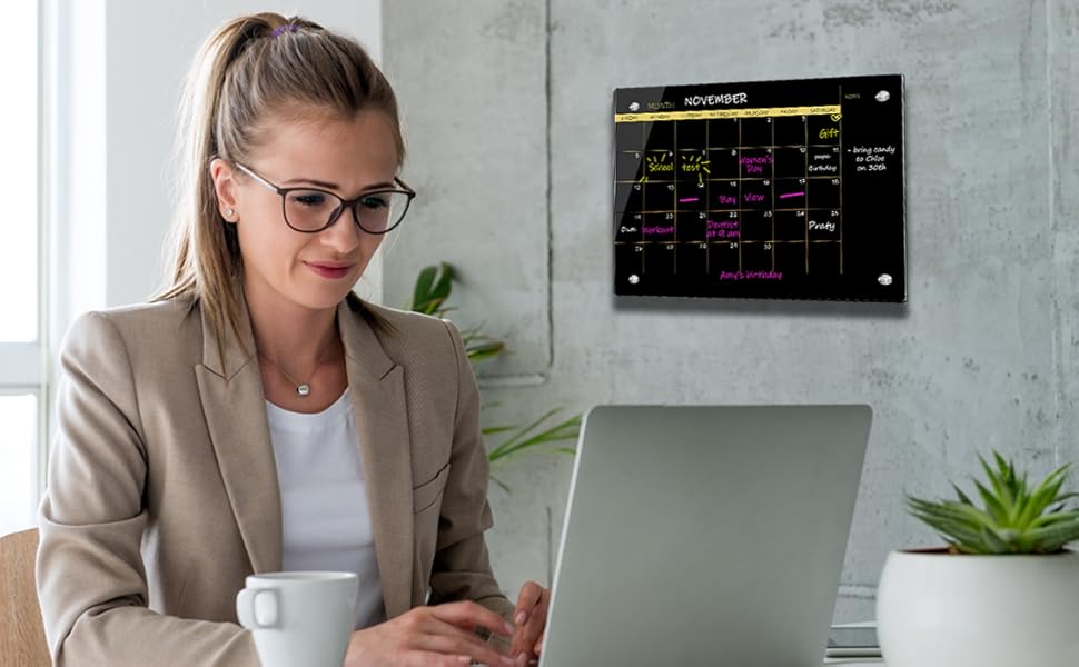 glass monthly calendar dry erase board