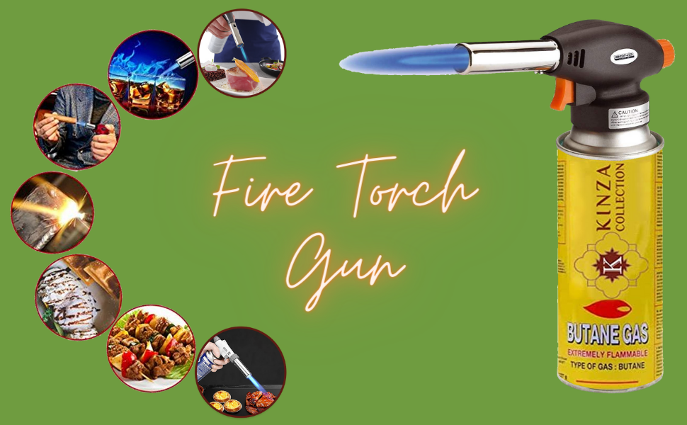 Kinza Collection Blowtorch Head + 4 Butane Gas Canisters Included