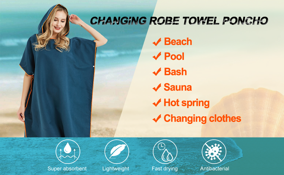 Changing Robe Towel with Hood for Surfing Open Water Swimming