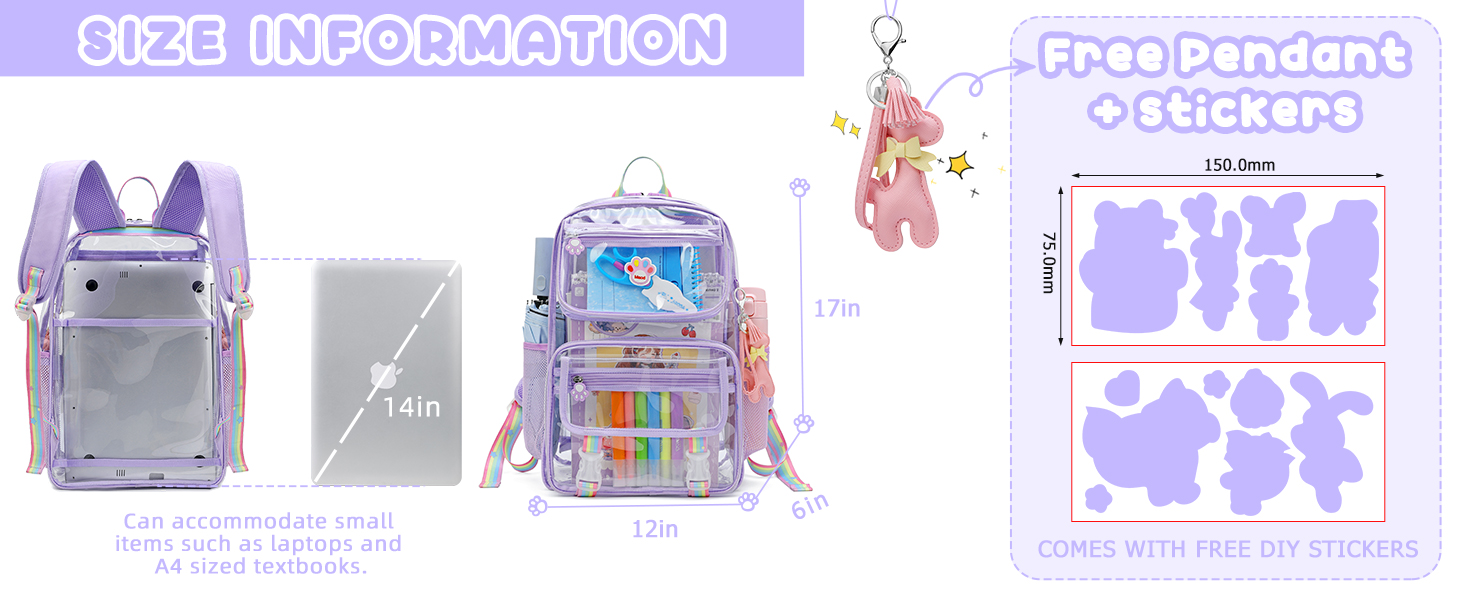 girls clear backpack for school