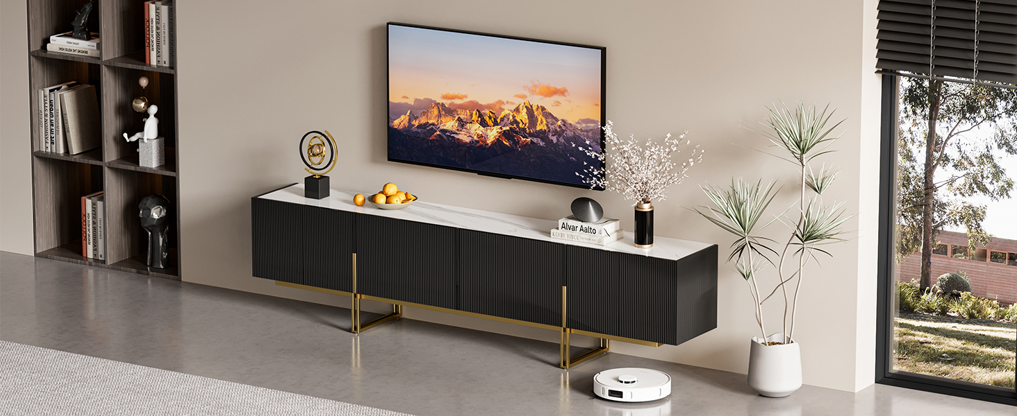 Extendable TV Stand, Modern Entertainment Center for Up to 120 Inch TV