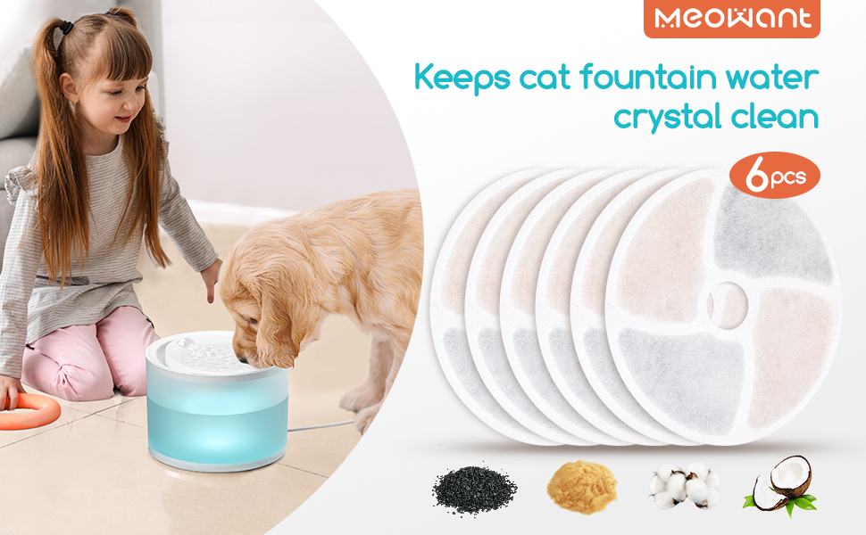 Meowant Cat Water Fountain Filter, 6 Pack Cat Fountain Filter, Cat