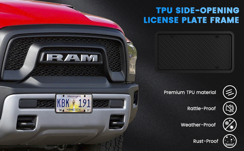 Podestaa 1 Pack License Plate Frames, SideOpening Black