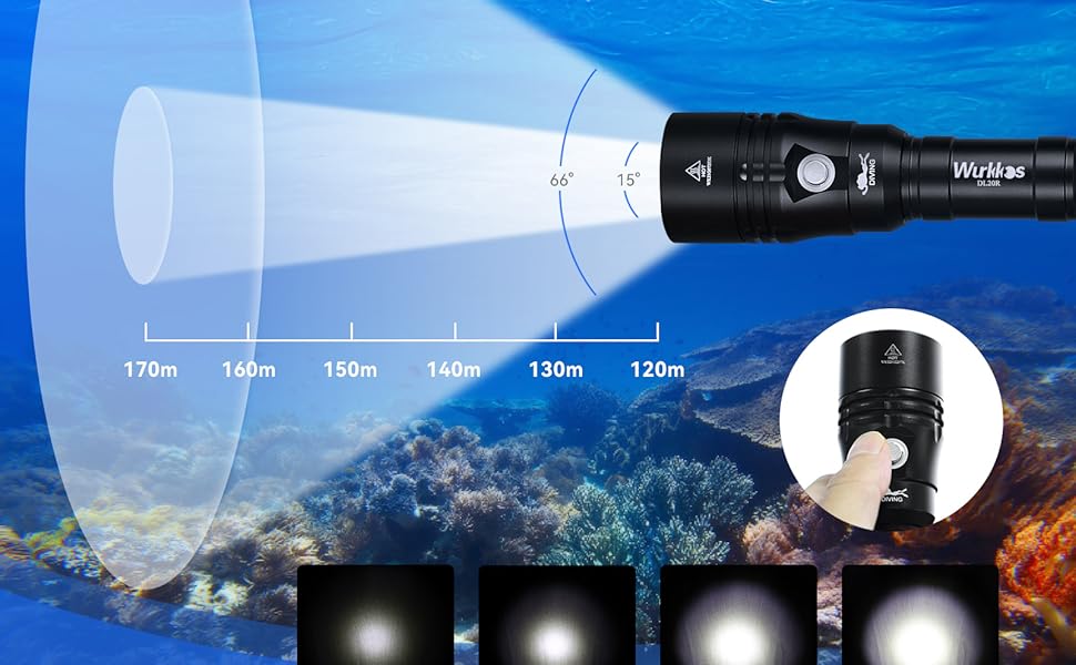 Wurkkos DL20R Diving Flashlight Rechargeable 3200Lumen Scuba Dive Light