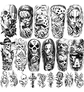 77 Sheets Temporary Tattoos, Chicano Large Fake Tattoos Chicano Guadalupe Gangster Prisoner Day o...