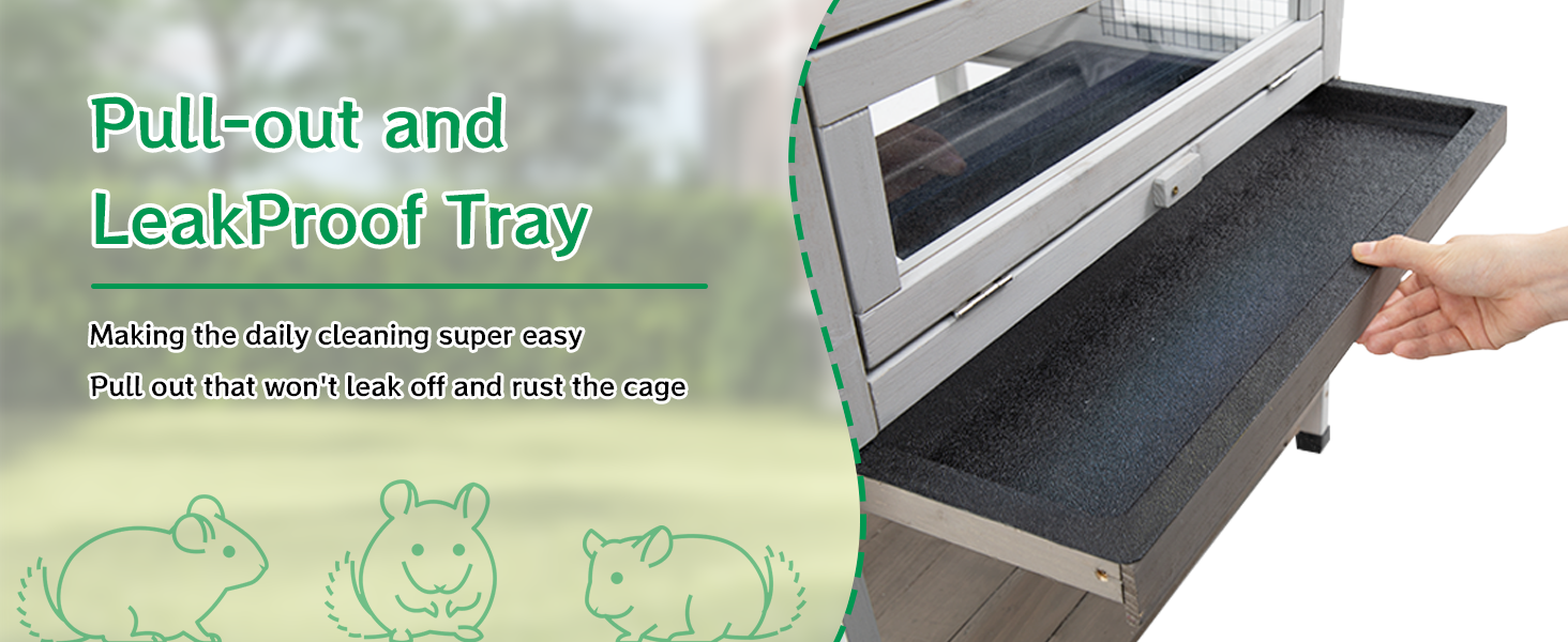 Guinea Pig Cages Wooden Hamster Cage Indoor with leakproof pull out tray