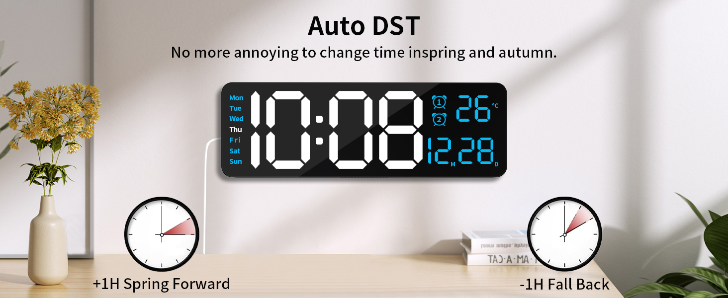 Digital Wall Clock with Remote Control, 16.2" Wall Clock