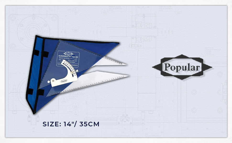 POPULAR Adjustable Set Square – Inking Edge – Sides Beveled