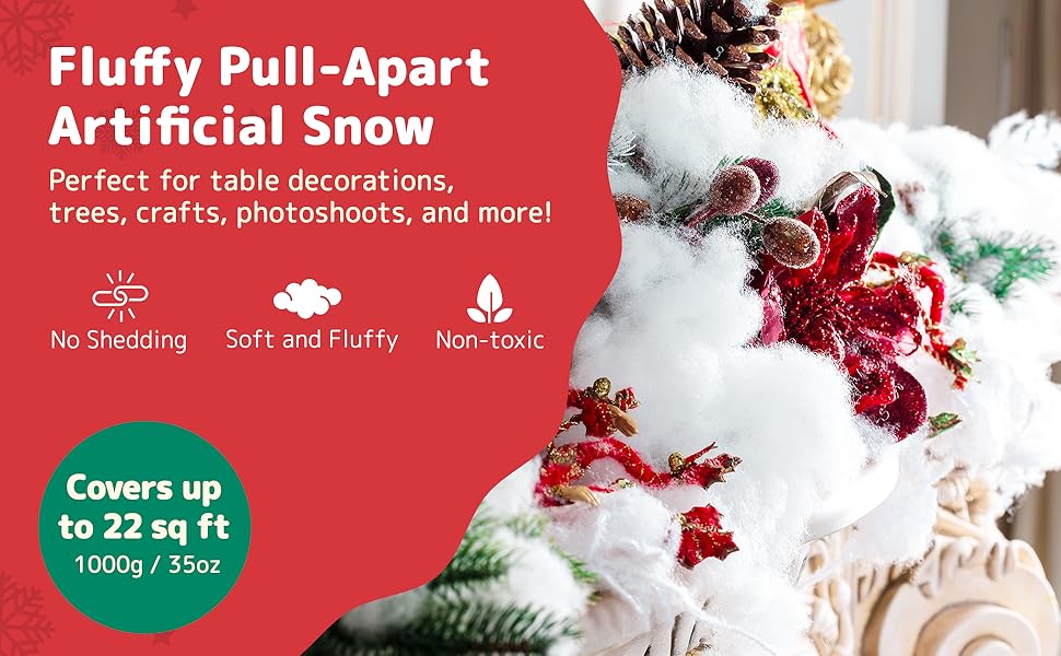 PREXTEX PullApart Artificial Snow, 1000g/35oz Fake Snow