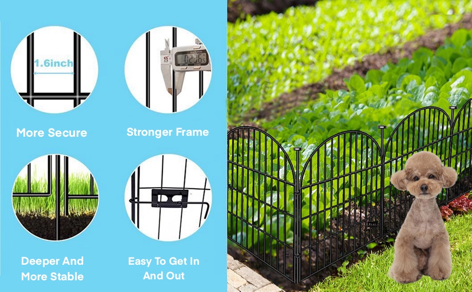 Okaygardn Tall Garden Fence with Gate 40in(H) x18Ft(L), 8