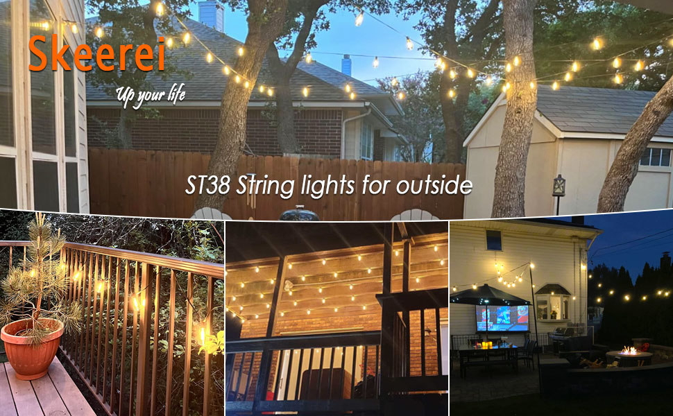 Skeerei 22M Festoon Lights Outdoor Mains Powered Led Garden String Lights with 36+2 LED ST38
