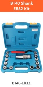 Accusize Industrial Tools 12-Pc ER32 Chuck Set Plus 1-Pc BT40-ER32-70 mm Chuck Holder