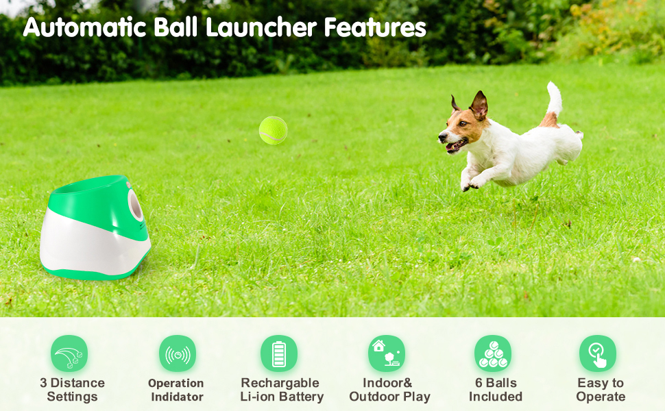 WookYumy Automatic Dog Ball Launcher, Dog Ball Thrower