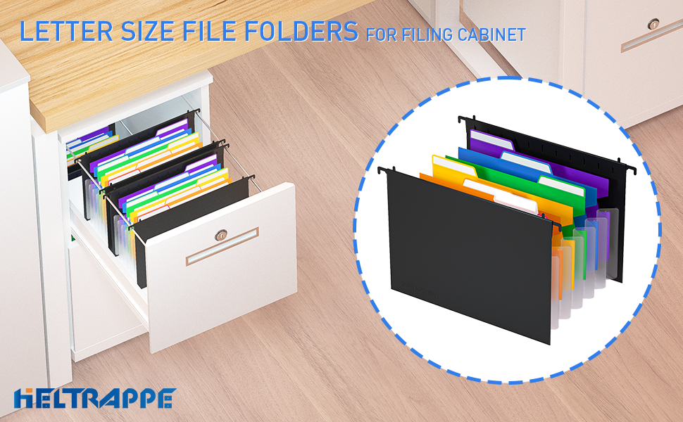 Heltrappe Plastic Expanding Hanging File Folders for Filing
