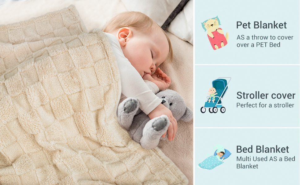 HOMRITAR Baby Blanket for Boys Girls 3D Fleece Fluffy Fuzzy