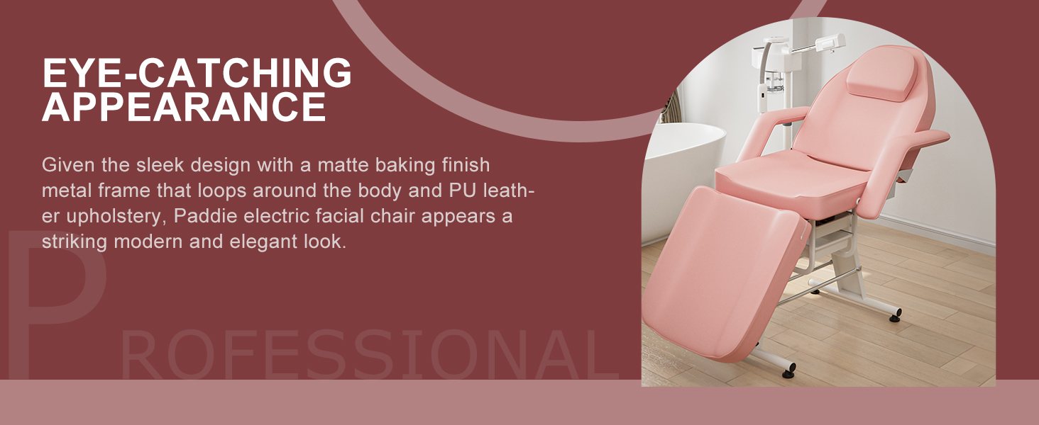 Paddie Facial Bed with 2 Storage Baskets, Adjustable Tattoo