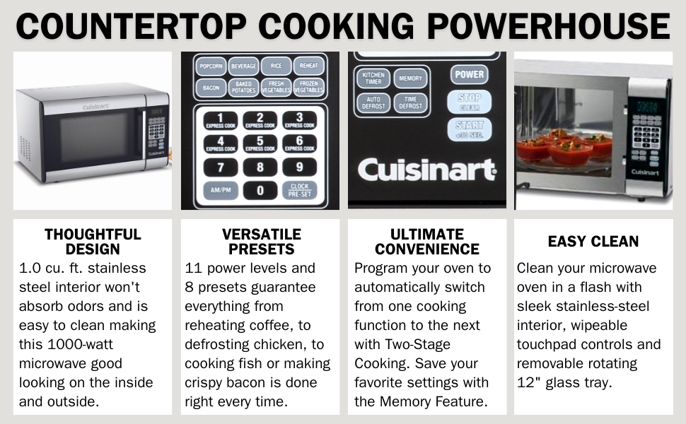 Cuisinart CMW100 1CubicFoot Stainless Steel Microwave Oven, Brushed