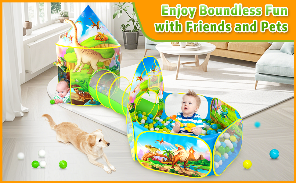 kids play ball pit with tent