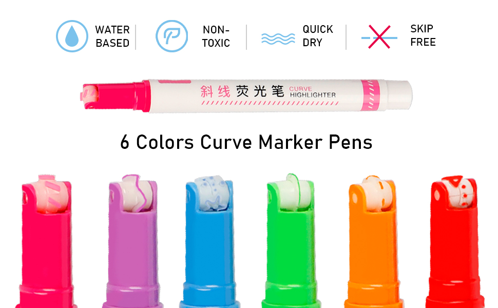 curve highlighter pen set for kids washable