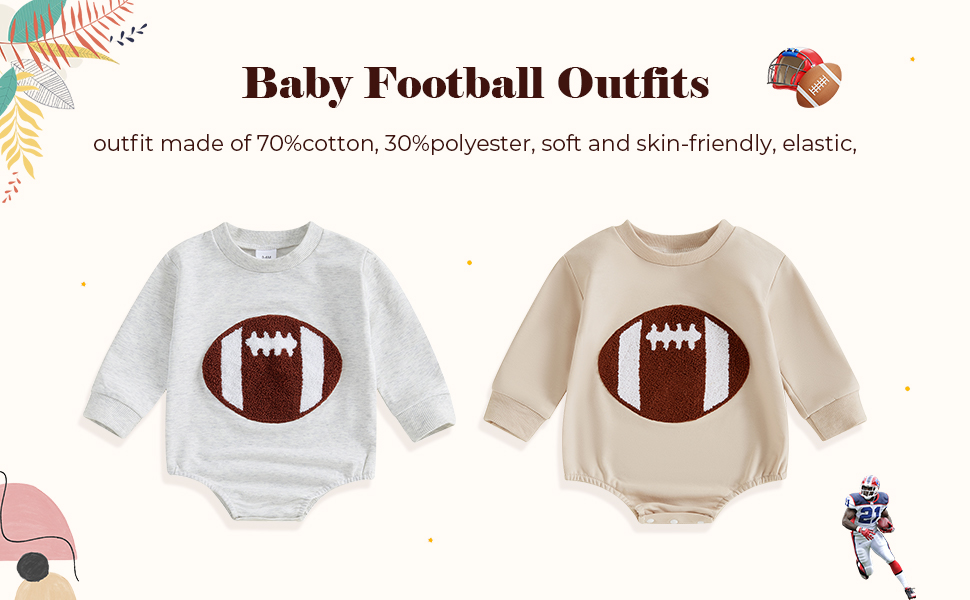 Baby Football Outfits Girl Boy Embroidered Football Sweatshirt Romper Long Sleeve Bubble Romper