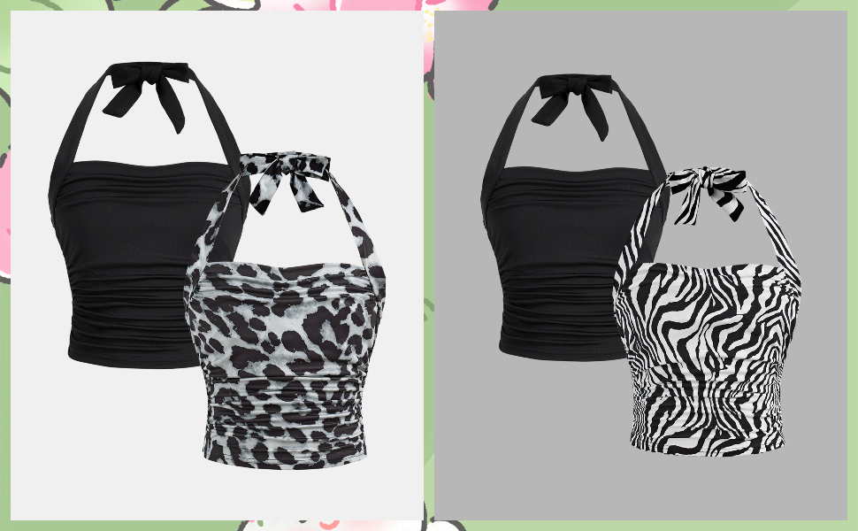 トップス Angelnumber555 leopard ribbon sleeveless トップス Angelnumber555 leopard ribbon sleeveless Women's