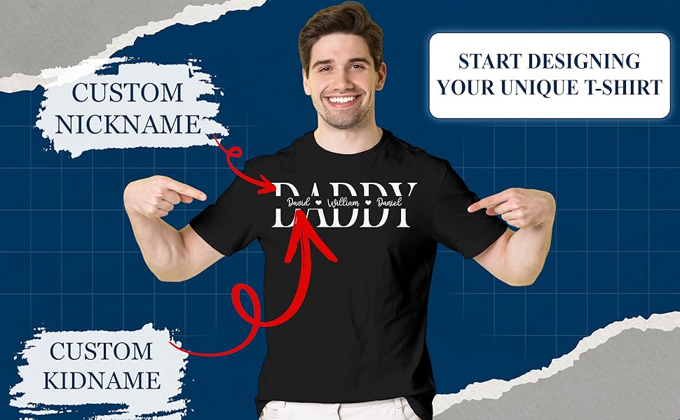 customized fathers day t shirt personalized custom dad men daddy kids names gifts grandpa papa papaw