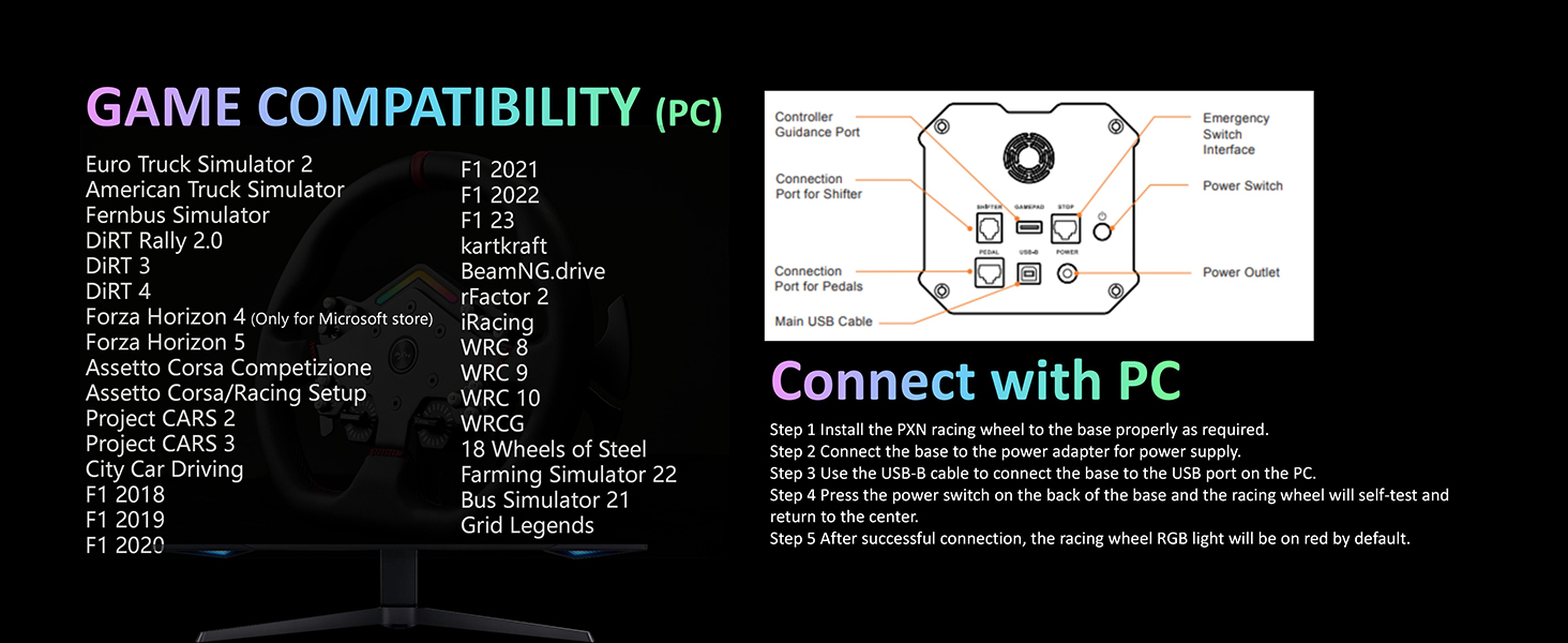 PXN V12 Lite Gaming Steering Wheel