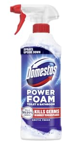 Domestos Power Foam Arctic Fresh Toilet &amp; Bathroom Spray eliminates germs in hard to reach places