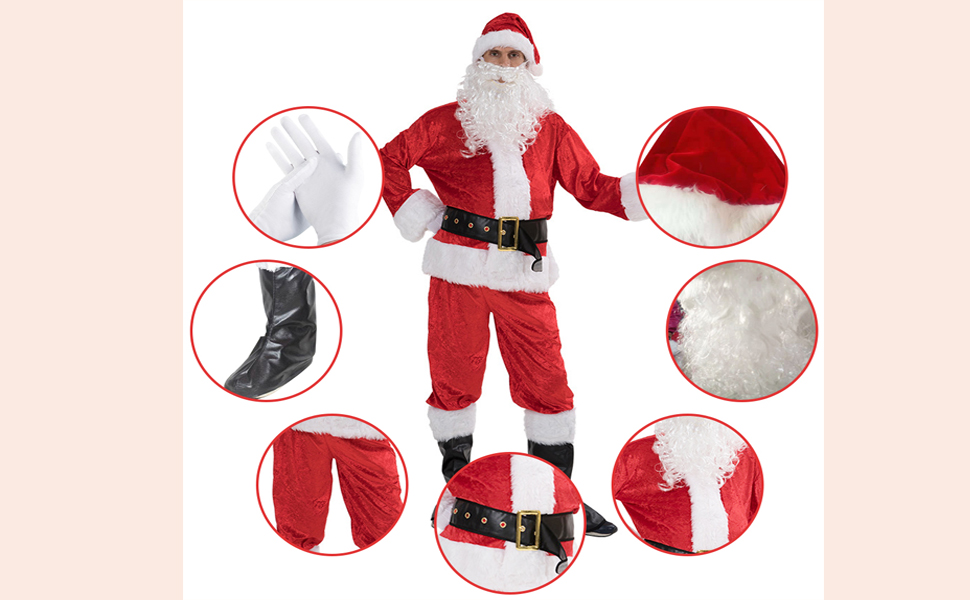 サンタクロース コスチューム 厚手 金色の袋 大人用 サンタ コスプレ クリスマス 衣装 クリスマス服 サンタコス メンズ サンタコスチューム クリスマス 仮装 サンタクロースコスチューム 