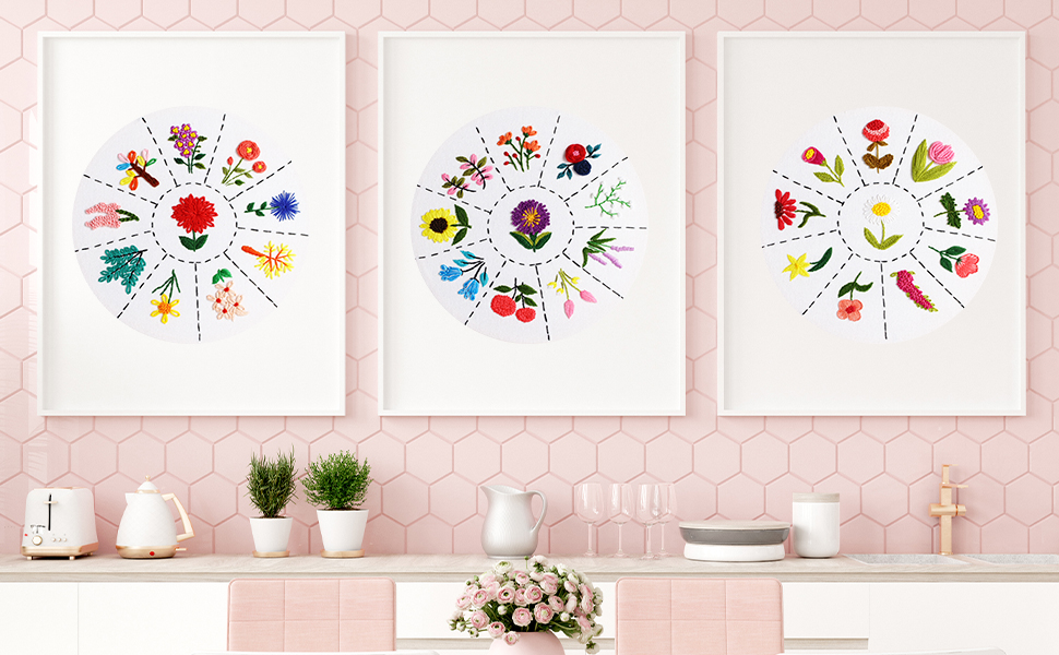 Louise Maelys Beginners Embroidery Kit, 10 Types Flowers Practice kit for Adults