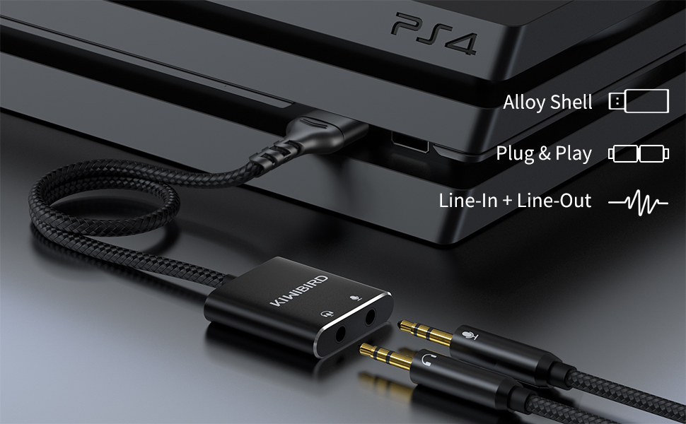 KiWiBiRD USB to 3.5mm Audio Adapter, External Sound Card, USB Jack