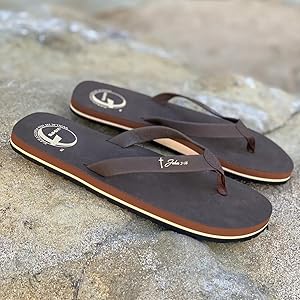 Dark brown water flip flops for men
