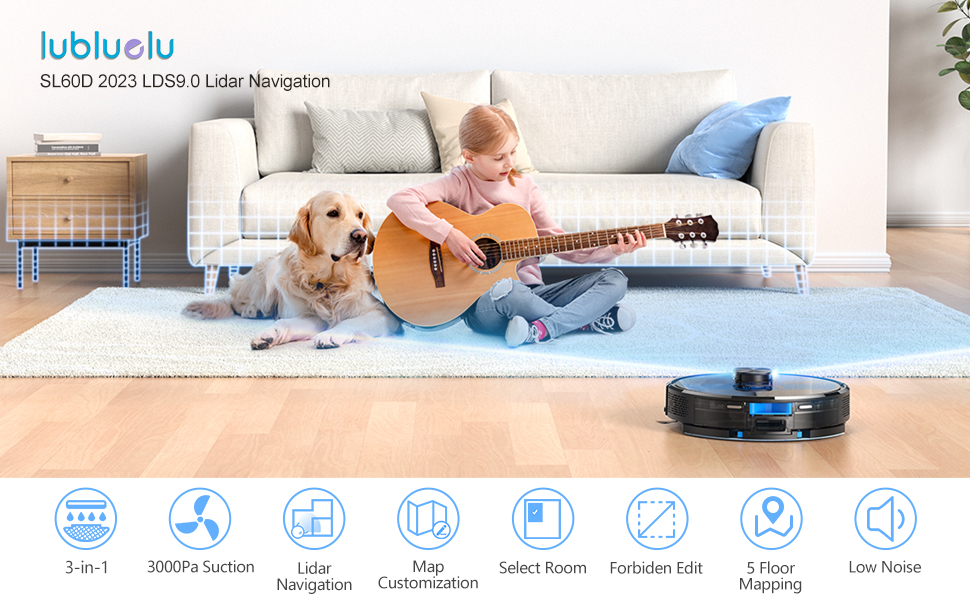 Robot vacuums 3000Pa, Lubluelu 2 in 1 Robot Vacuums and Mop, Lidar