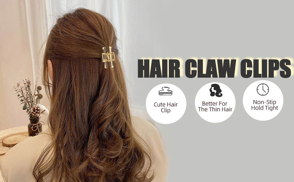 VinBee 3 PACK Small Metal Hair Claw Clips