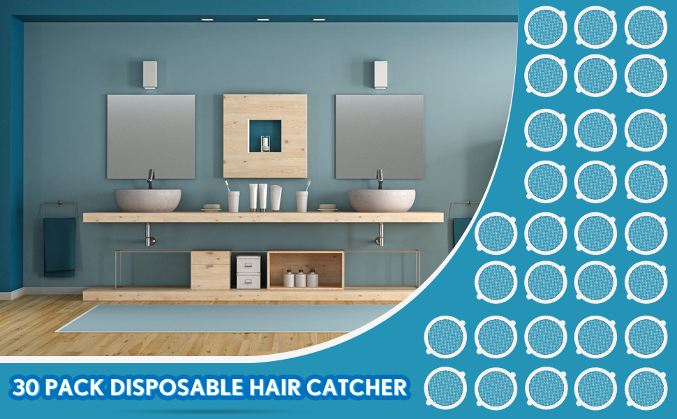 PPKKAI，30 Pack Disposable Shower Drain Hair Catcher，Shower Drain Dog Hair Catcher，Mesh Filter