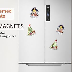 Fridge magnets add a festive touch to any magnetic surface. They can decorate refrigerators