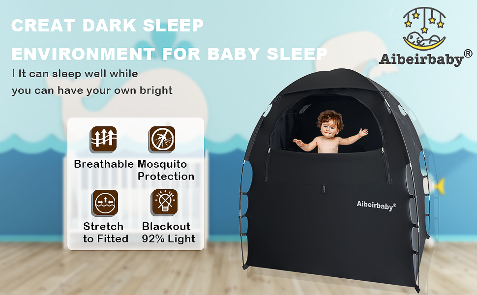Aibeirbaby Baby Pack n Play Blackout Canopy Crib Cover Tent Sleeping