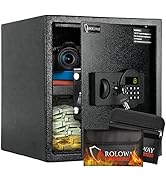 ROLOWAY Steel Safe Box (1.5 Cubic Feet), Money Safe for Home Safe, Lock Box with Fireproof Bag fo...