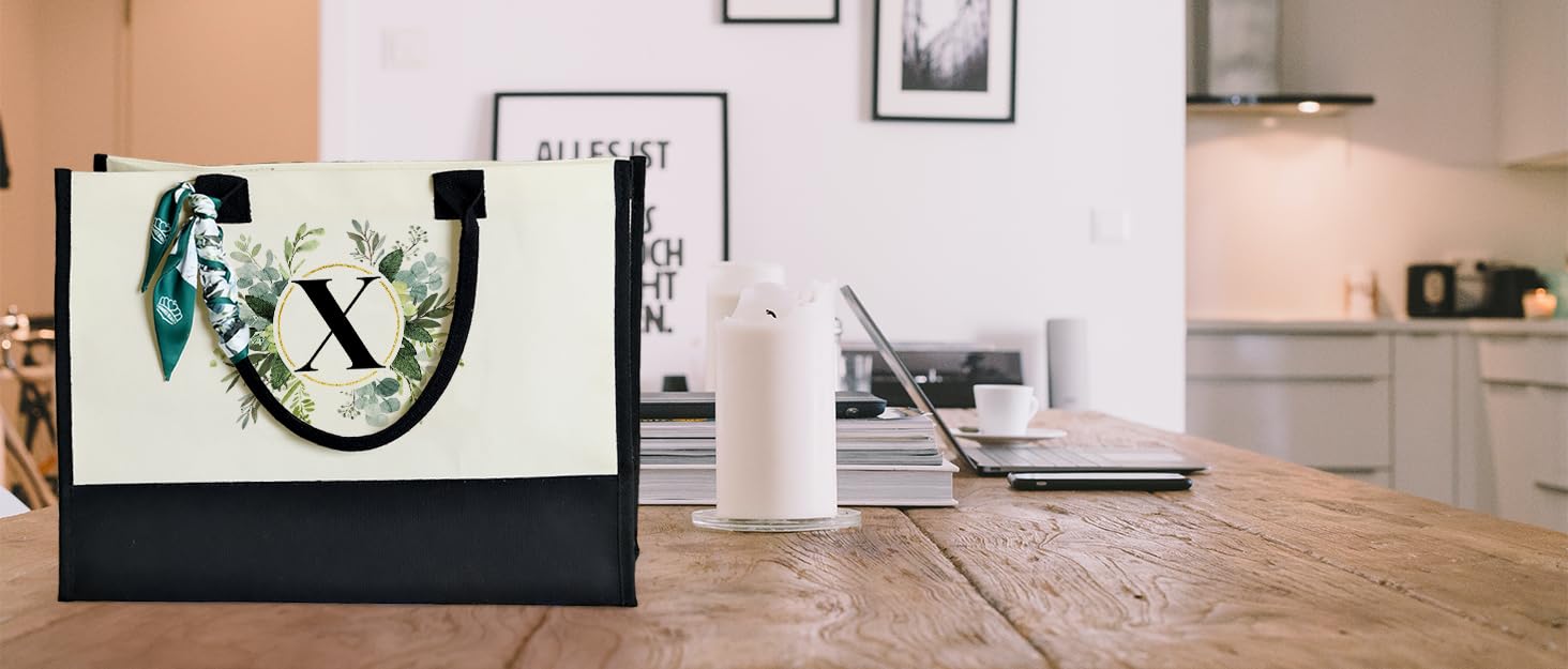 crowned beauty monogram tote bag, personalized gift for women