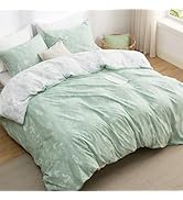 Bedsure Double Duvet Cover - Reversible Green Duvet Cover Set with Zipper Closure, 3 Pieces Flora...