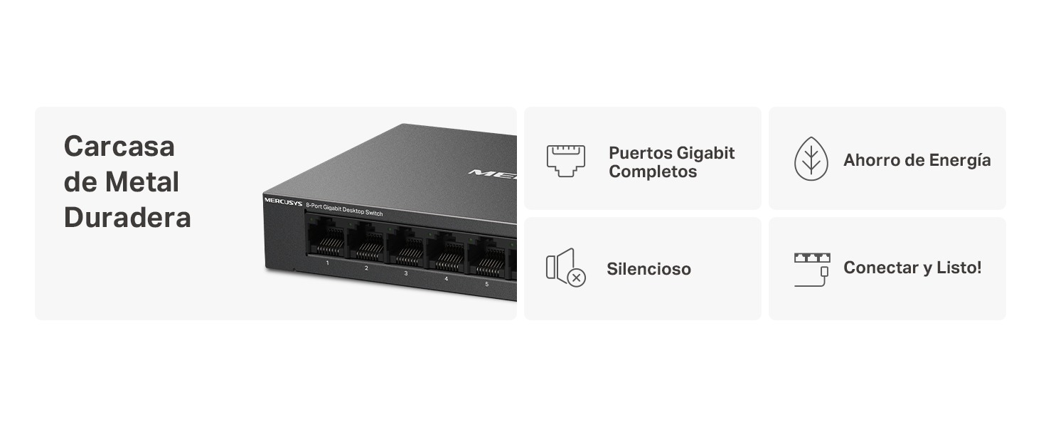 MS108GS - Switch de Escritorio de 8 Puertos Gigabit