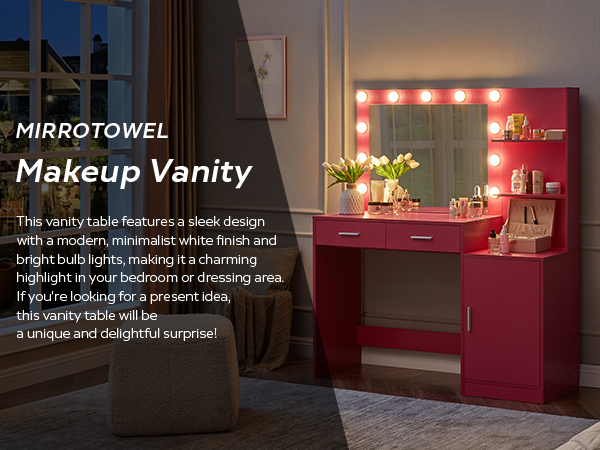 照明付き化粧台-Dressing table with lighting Amazon.com: FairyHover Dressing Table with LED Lights Mirror