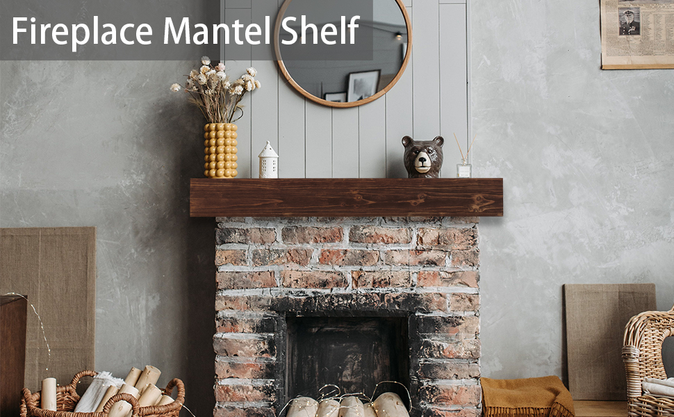 Rustic Fireplace Mantel Shelf, 48" Mounted Mantles Floating