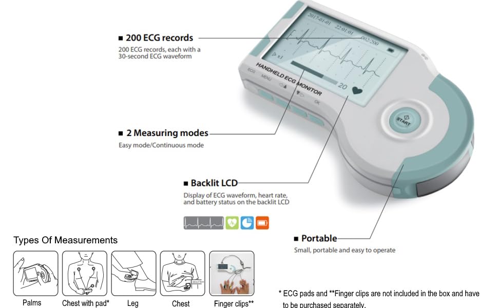 ChoiceMMed Handheld ECG Monitor MD100B Amazon.sg Electronics